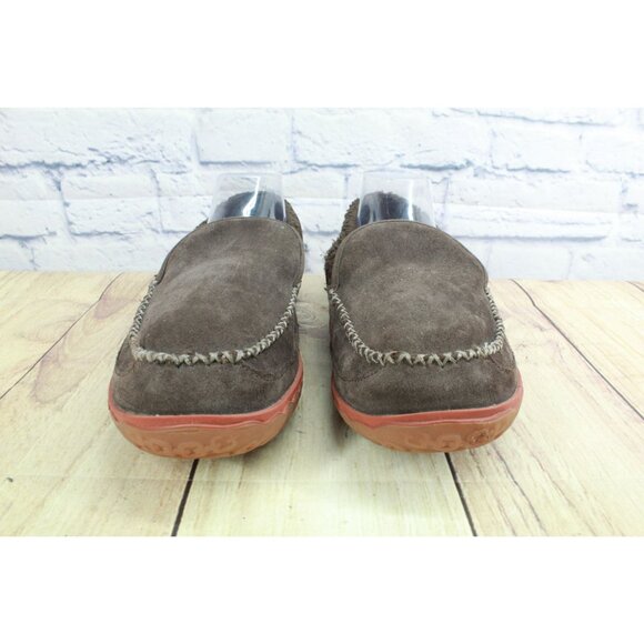 LL Bean Men's Brown Suede Cozy Fleece Lined Mountain Moccasins Slippers 11 M - Picture 4 of 9